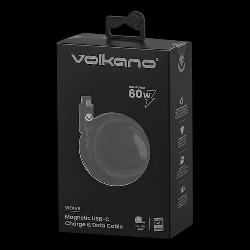Volkano Weave Series 60w Magnetic Type-C Cable - Black 3
