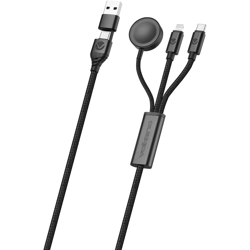 Volkano Weave Series 100W Braided 5-in-1 Charge and Data Cable 1m - Black 2