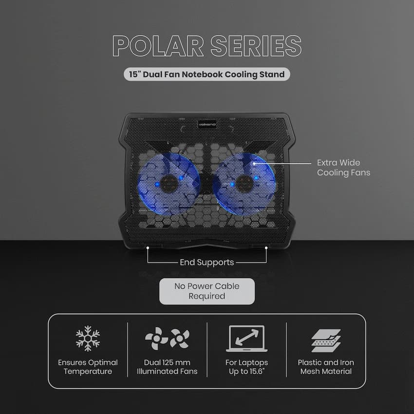 Volkano Polar Series 15" Dual Fan Notebook Cooling Stand 4