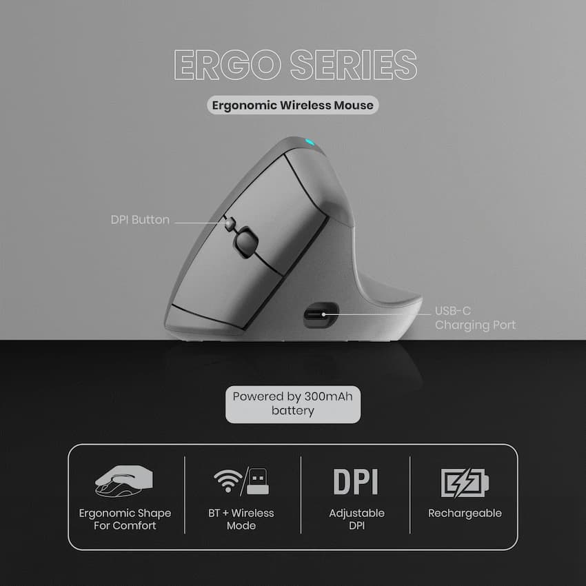 VolkanoX Ergo Bluetooth Wireless Mouse 5