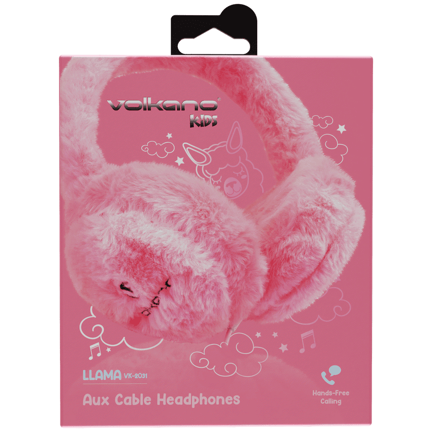 Volkano Kids Llama Series Wired Headphones with Case - Pink 5