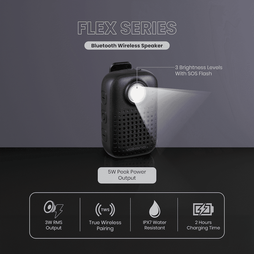 Volkano Flex Bluetooth Wireless Speaker - Black 5