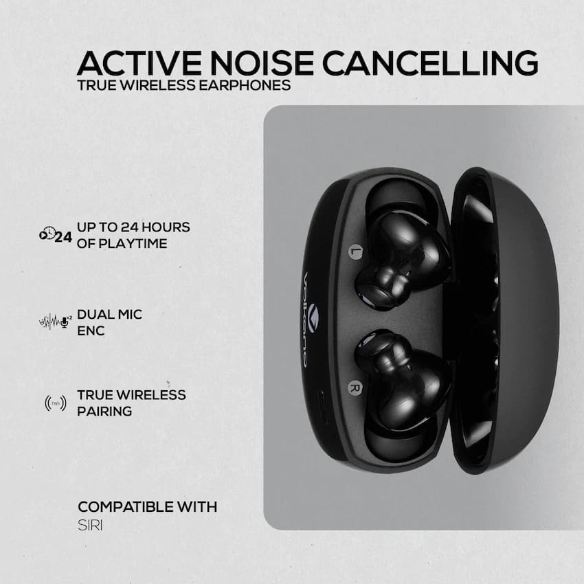 Volkano Nomad Active Noise-Cancelling True Wireless Earphones - Black 3