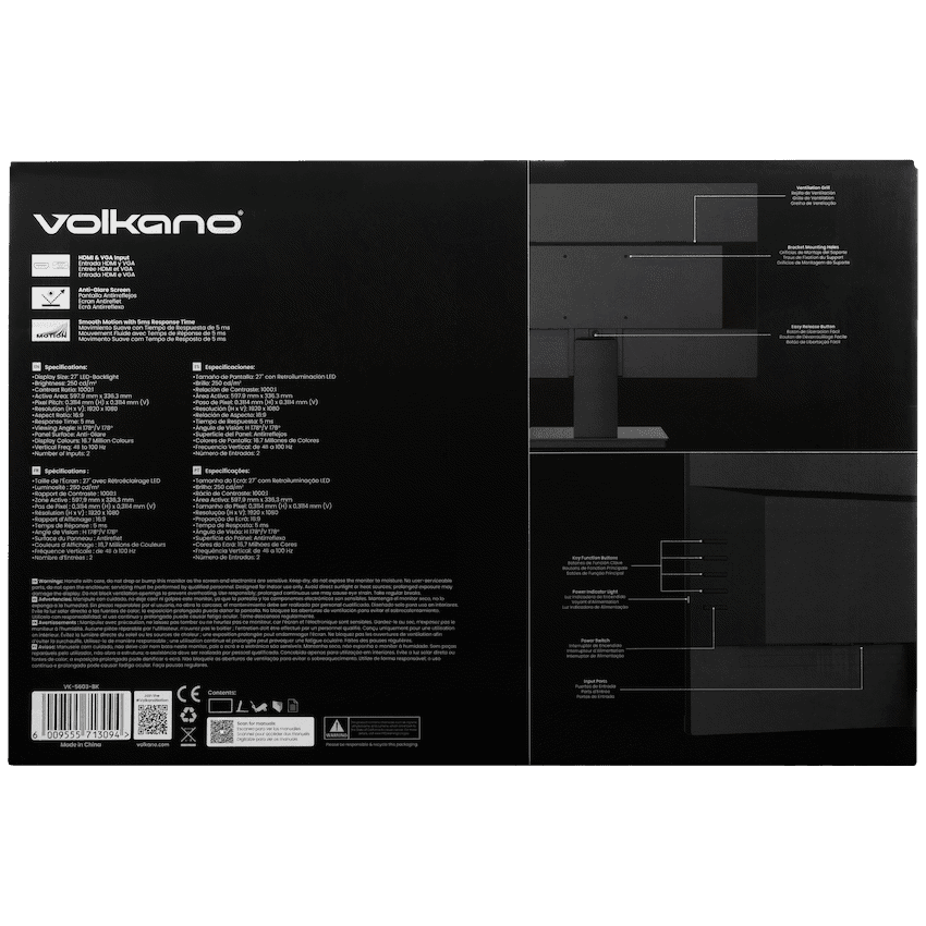 Volkano 27-inch Full HD IPS Monitor with HDMI/VGA, 100 Hz 3