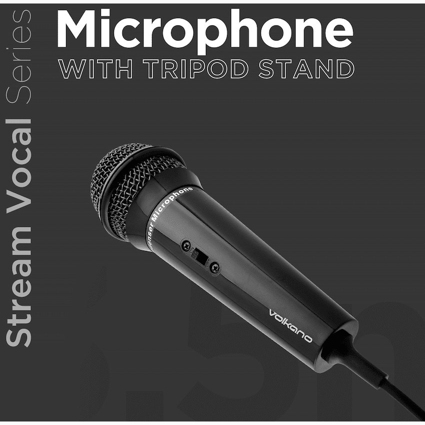 Volkano Stream Vocal Microphone with Tripod, Aux 4