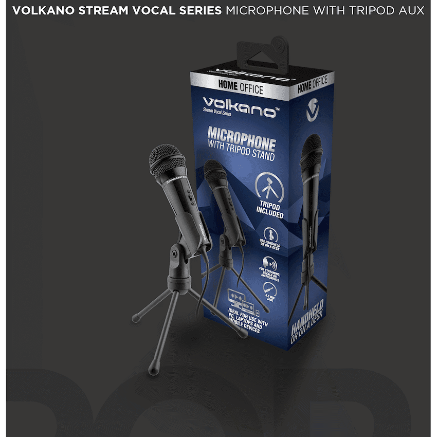 Volkano Stream Vocal Microphone with Tripod, Aux 7