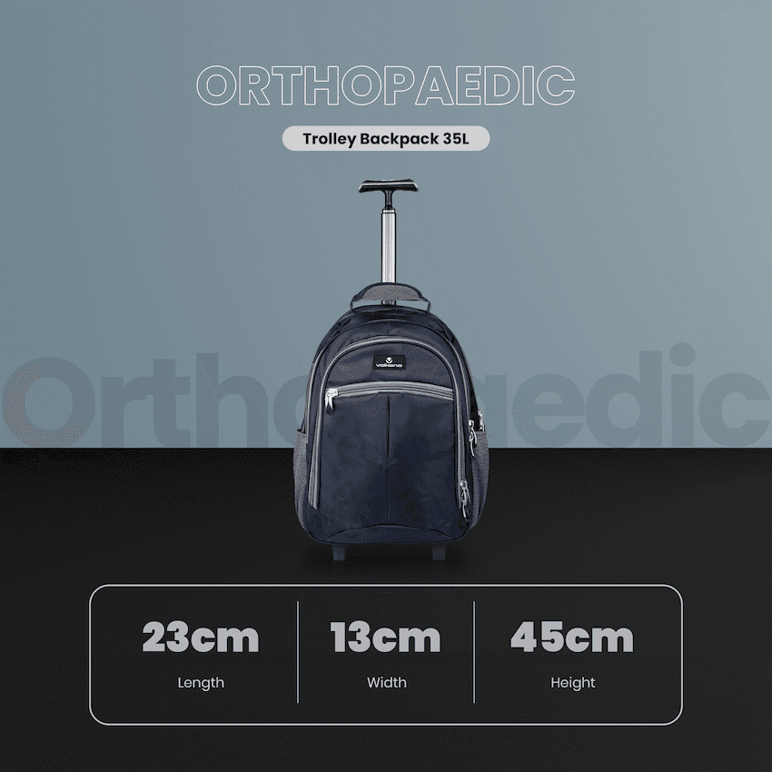 Volkano Orthopaedic Trolley Backpack 35l - Navy/Grey 4