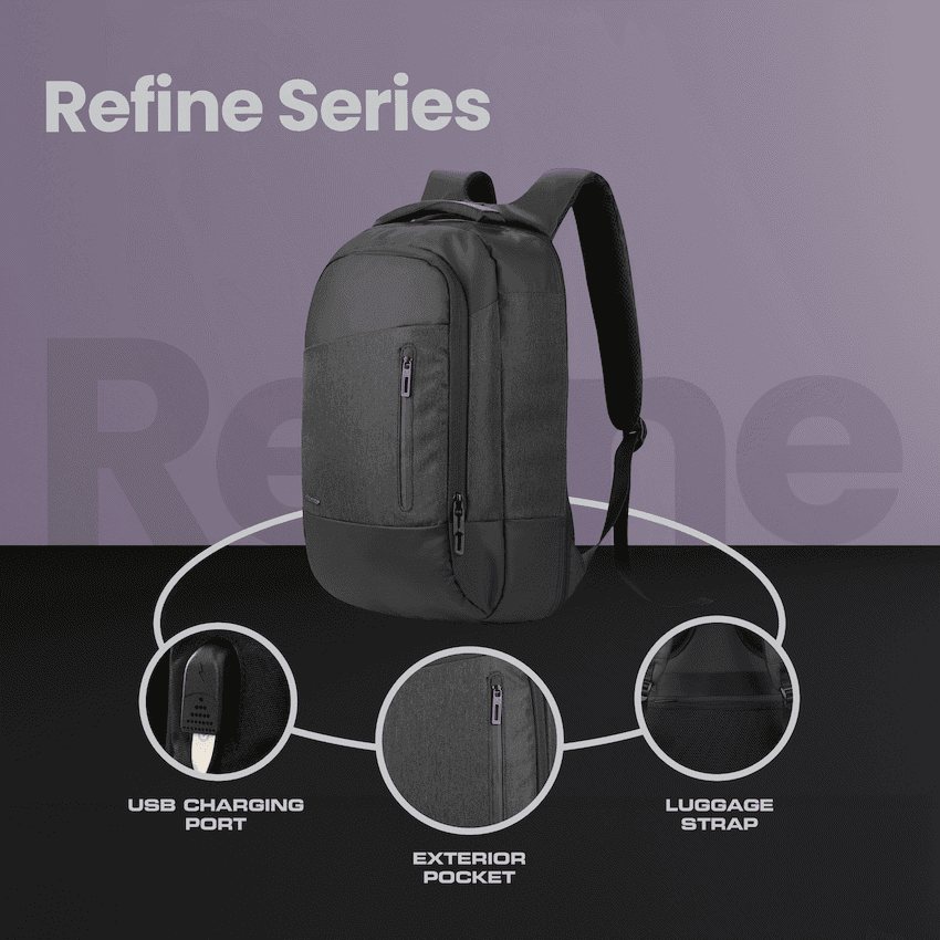Volkano Refine 15.6" Laptop Backpack - Black/Charcoal 7