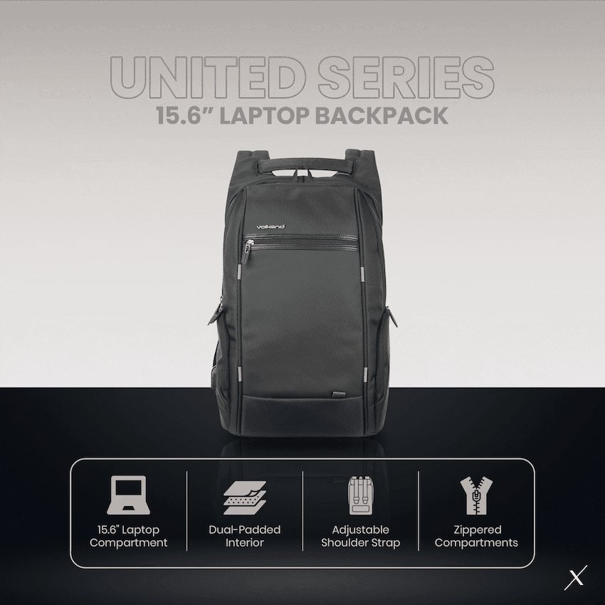 VolkanoX United 15.6" Laptop Backpack - Black 8