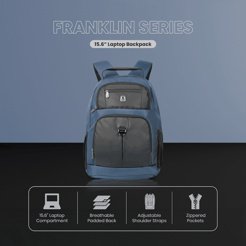Volkano Franklin 15.6" Laptop Backpack - Navy/Black 6