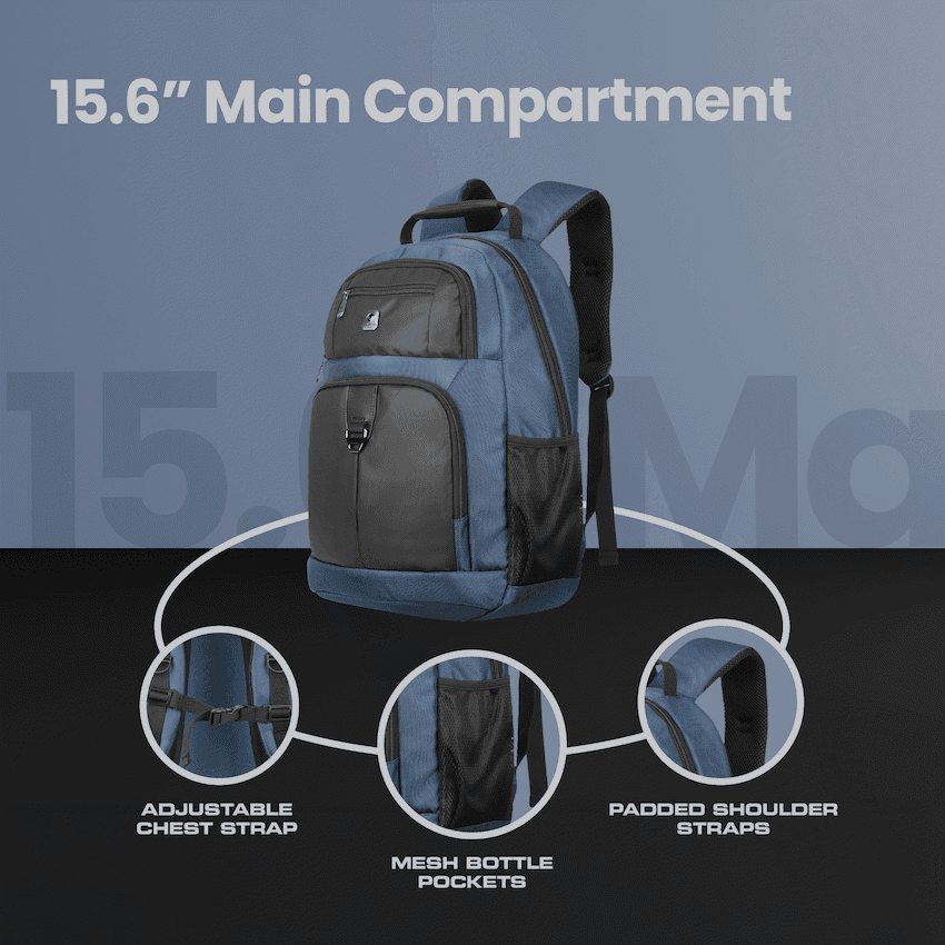 Volkano Franklin 15.6" Laptop Backpack - Navy/Black 7