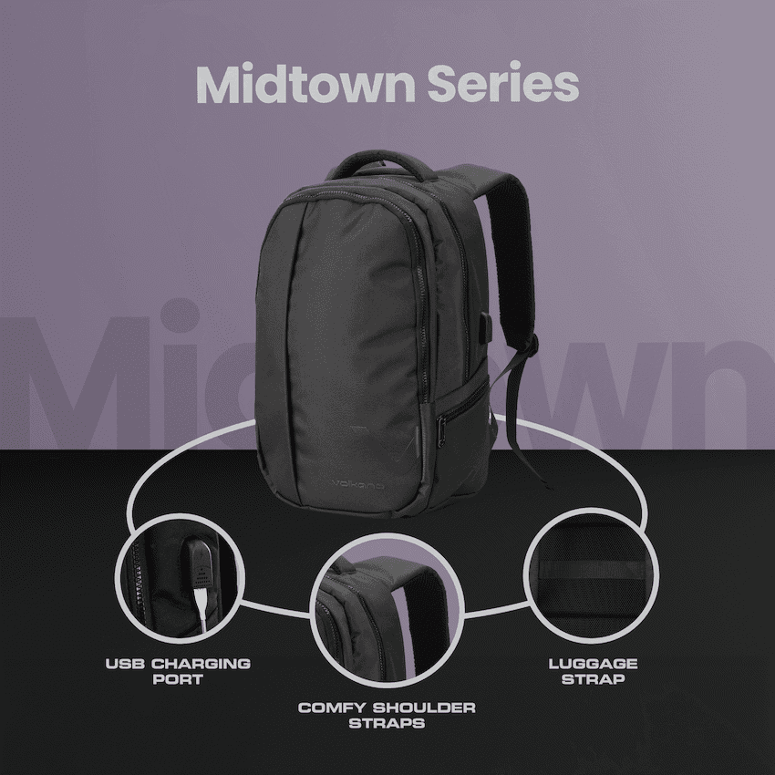 Volkano Midtown 15.6" Laptop Backpack - Black 5