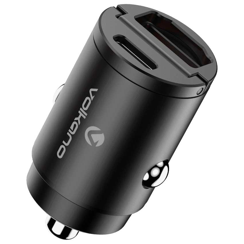 Volkano Veilix Series 45w PD Dual USB-A and USB-C Ultra Small Car Charger - Black 1
