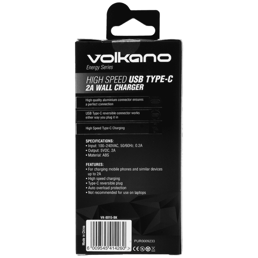 Volkano Energy Series USB Type-C 2a Wall Charger 7