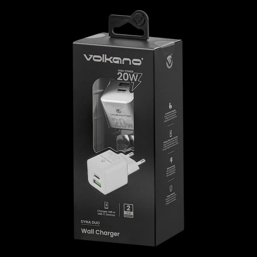 Volkano Dyna Duo 20w PD + QC 3.0 Wall Charger 2