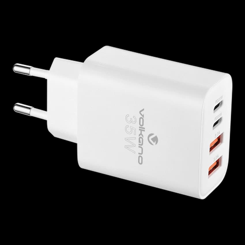 Volkano Quad Series 2x PD USB-C 2x USB-A 3a Wall Charger 3