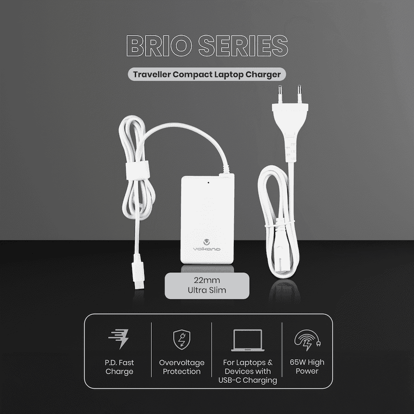 Volkano Brio Traveller Compact 65w GaN Laptop Charger 3