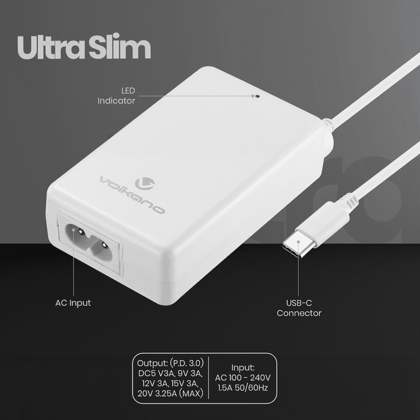 Volkano Brio Traveller Compact 65w GaN Laptop Charger 4