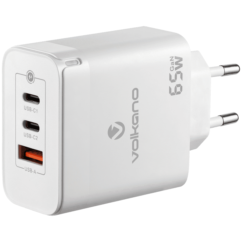 Volkano Potent Trio 65w GaN 3 Port Wall Charger 1