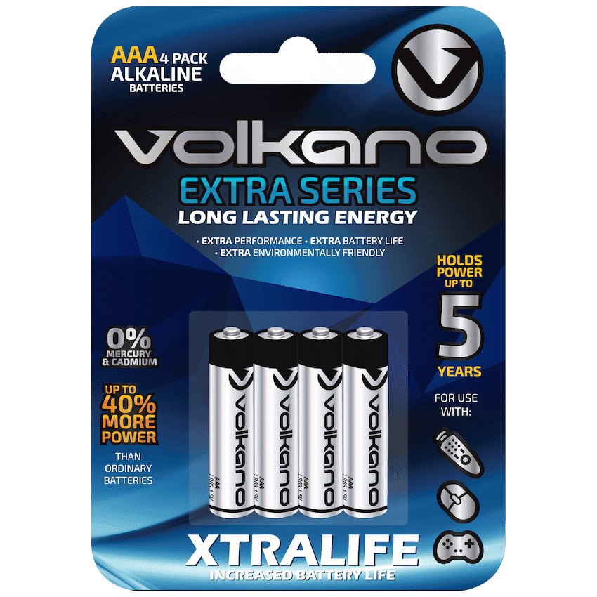 Volkano Extra series Alkaline Batteries AAA pack of 4 2