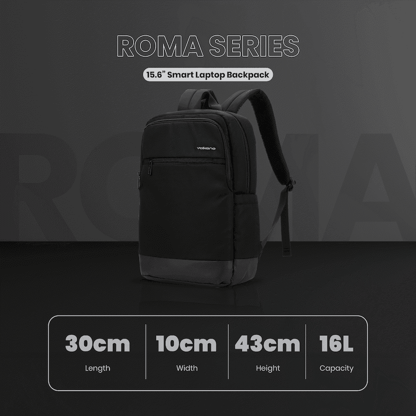 Volkano Roma 15.6" Smart Laptop Backpack - Black 17