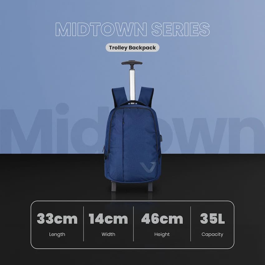 Volkano Midtown Trolley Backpack - Navy 4