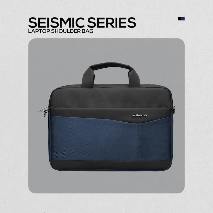 Volkano Seismic 15.6" Laptop Shoulder Bag Blk/Nvy 4