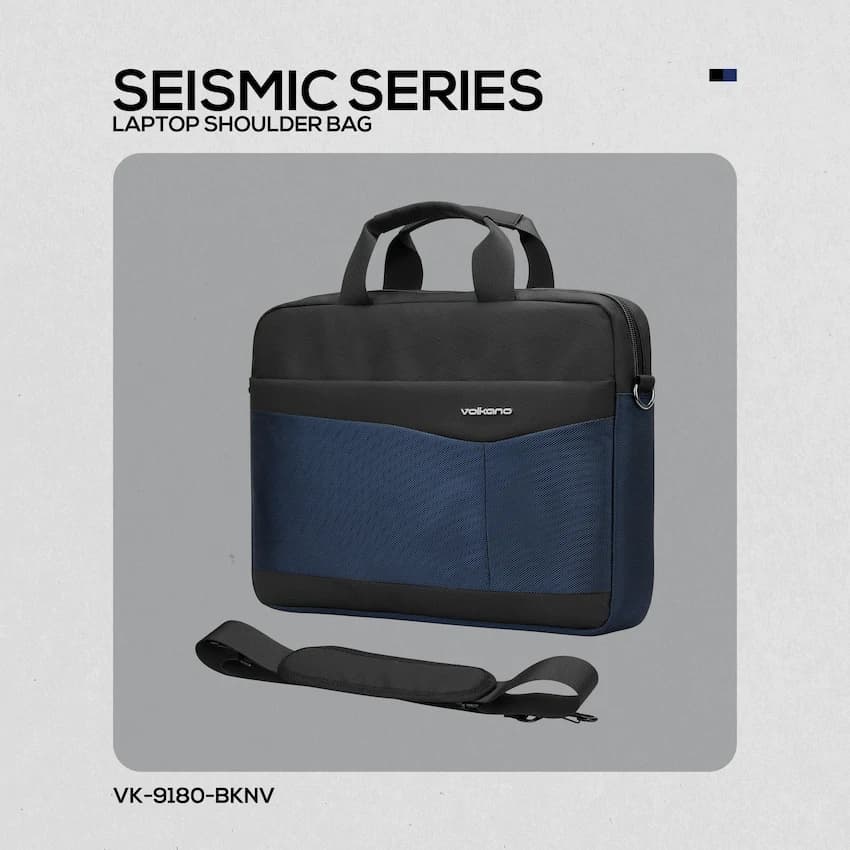 Volkano Seismic 15.6" Laptop Shoulder Bag Blk/Nvy 10