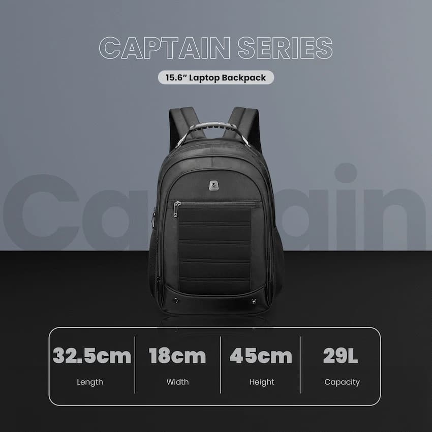 Volkano Captain 15.6" Laptop Backpack - Black 6