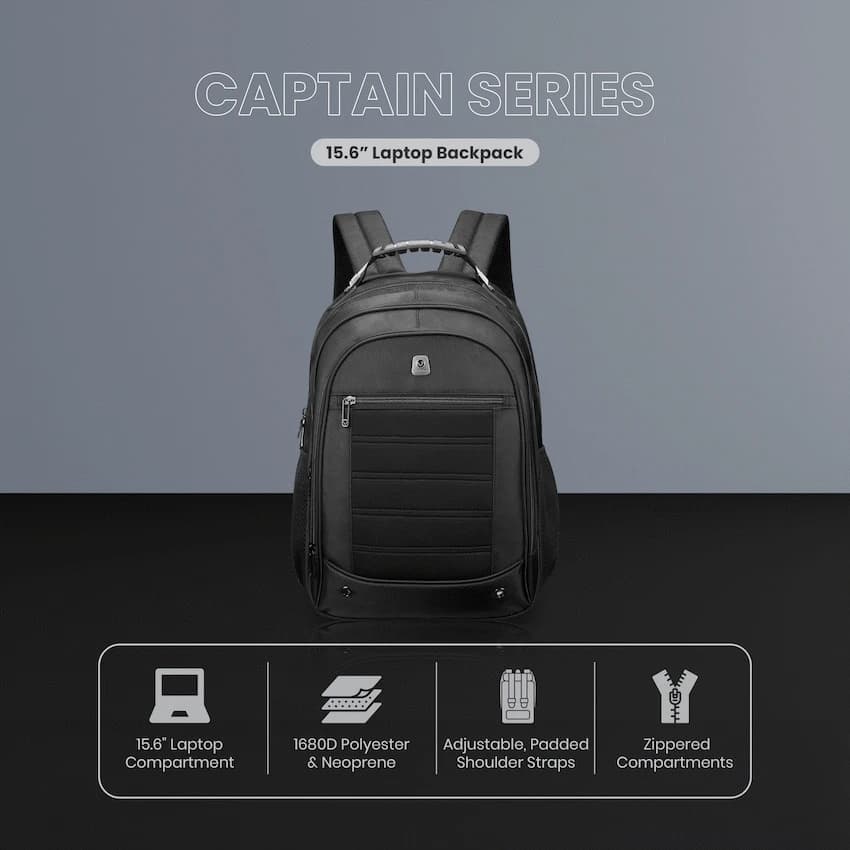 Volkano Captain 15.6" Laptop Backpack - Black 8