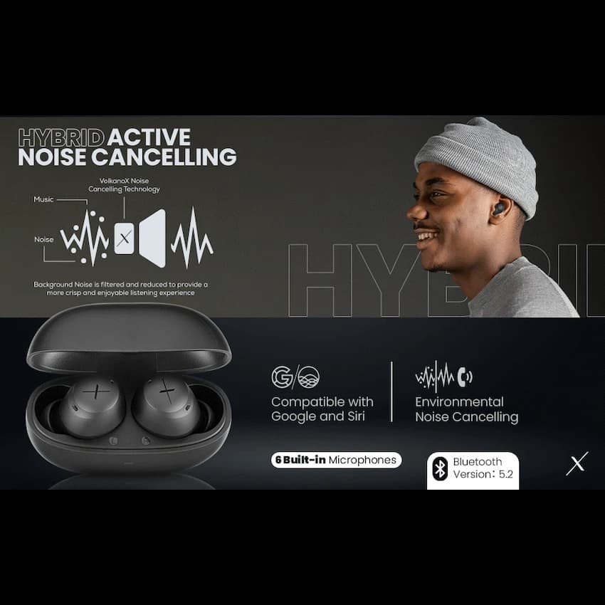Volkano X VXT200B True Wireless Earphones with Hybrid Active Noise Cancelling 11