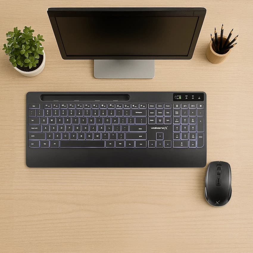 VolkanoX Gem Bluetooth Wireless Keyboard and Mouse - Black 18