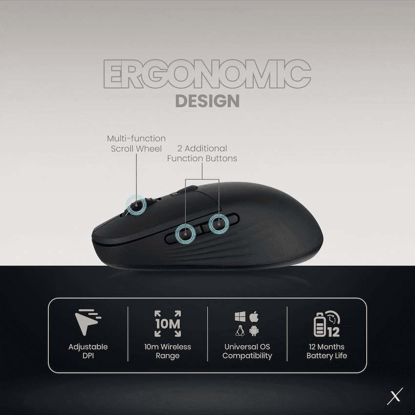 VolkanoX Inferna Bluetooth Wireless Mouse - Graphite 10