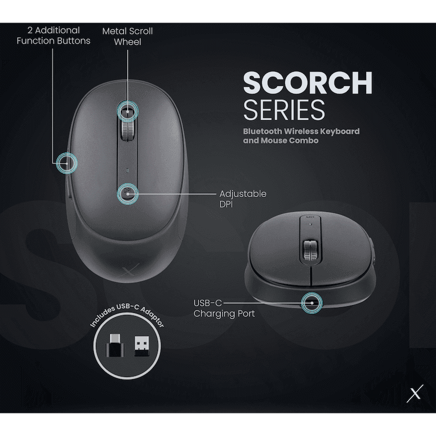 VolkanoX Scorch Bluetooth Wireless Keyboard and Mouse Combo - Graphite 19