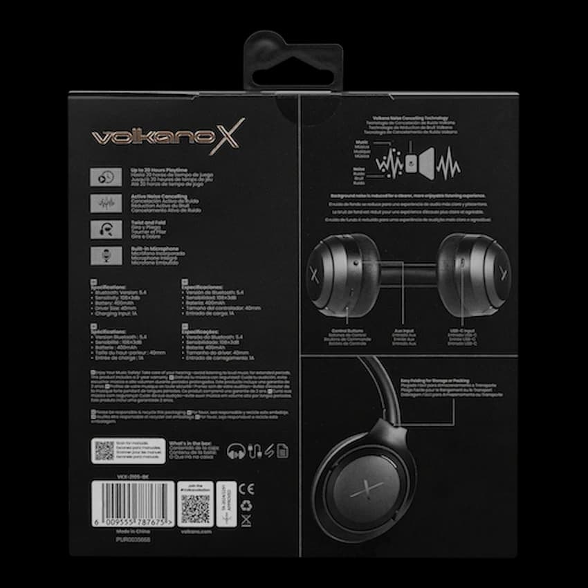 VolkanoX VXH100 Bluetooth Headphones with ANC  - Black 9