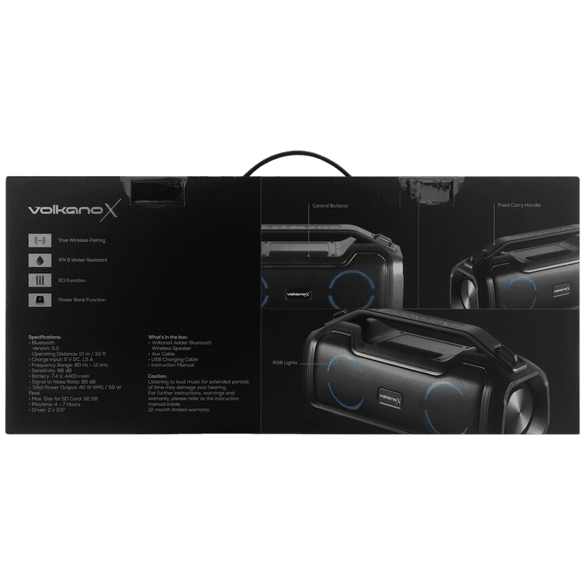 VolkanoX Adder Series Bluetooth Speaker - Black 12