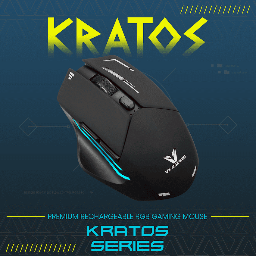 VX Gaming Kratos Series Wireless Rechargeable RGB Gaming Mouse 6
