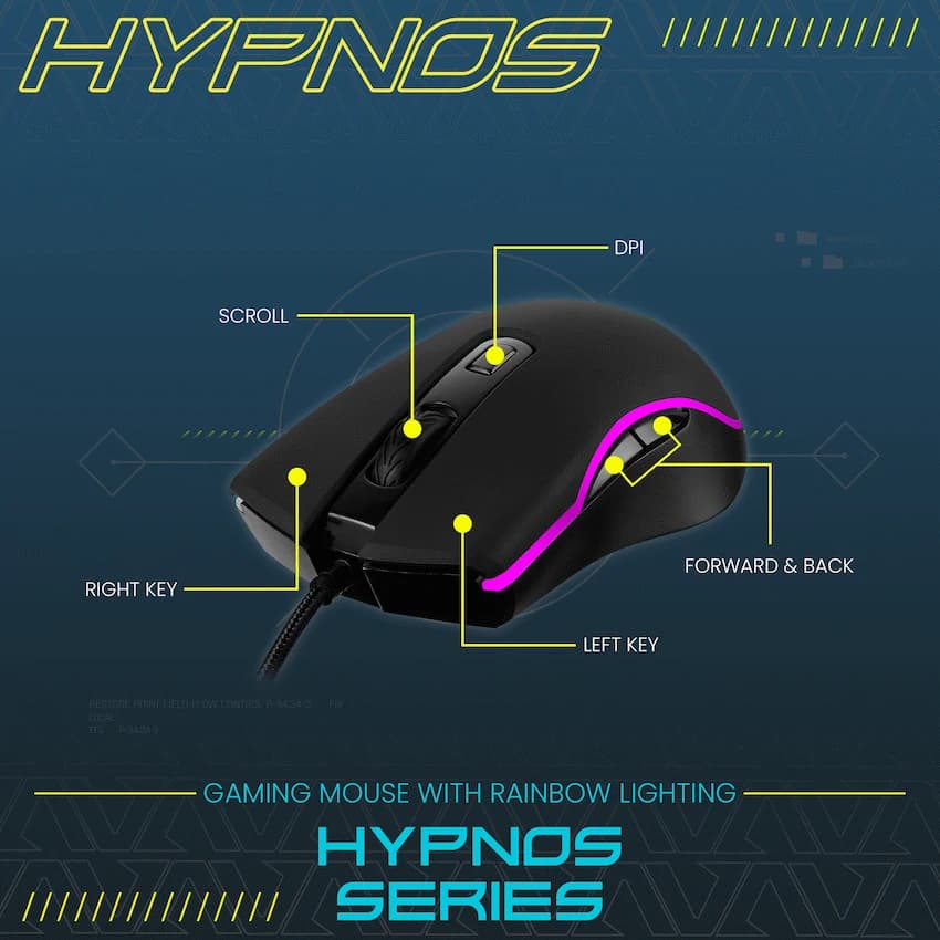 VX Gaming Hypnos Series Gaming Mouse with Rainbow Lighting 3