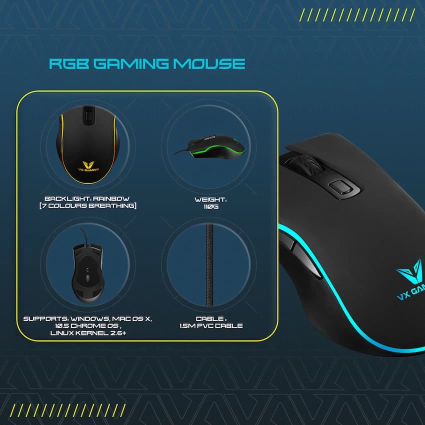VX Gaming Hypnos Series Gaming Mouse with Rainbow Lighting 4