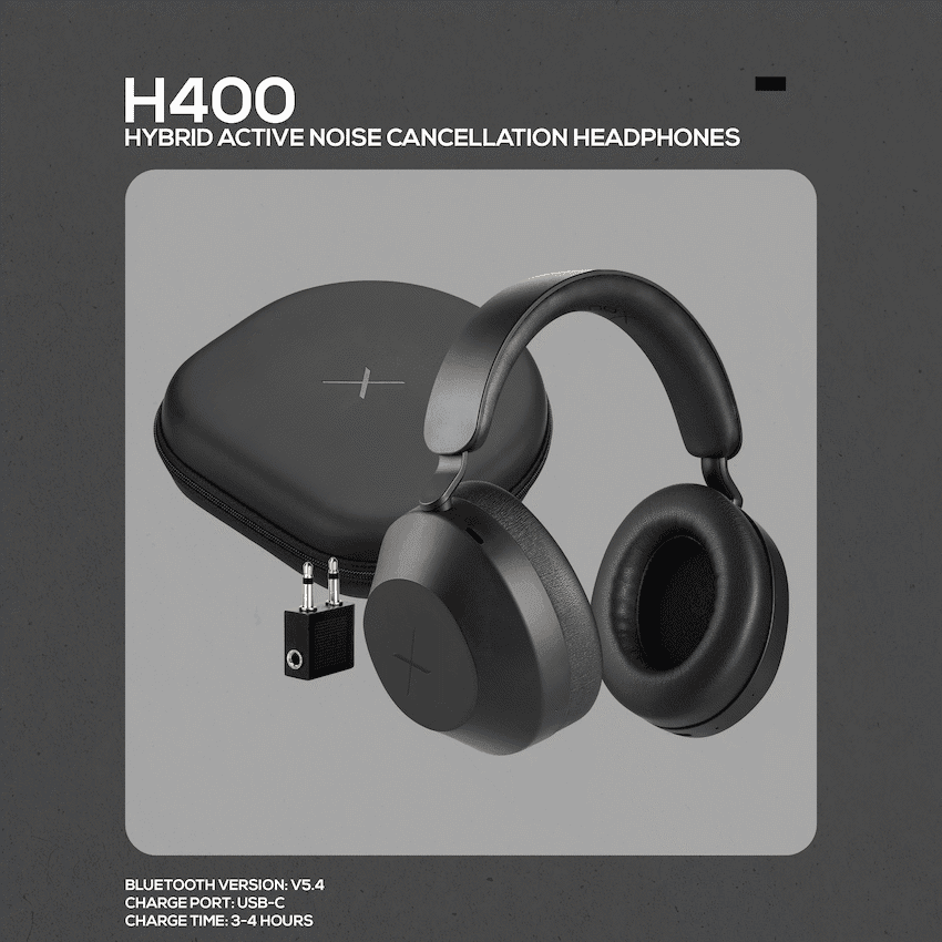 VolkanoX H400 Hybrid Active Noise Cancellation Headphones - Black 3