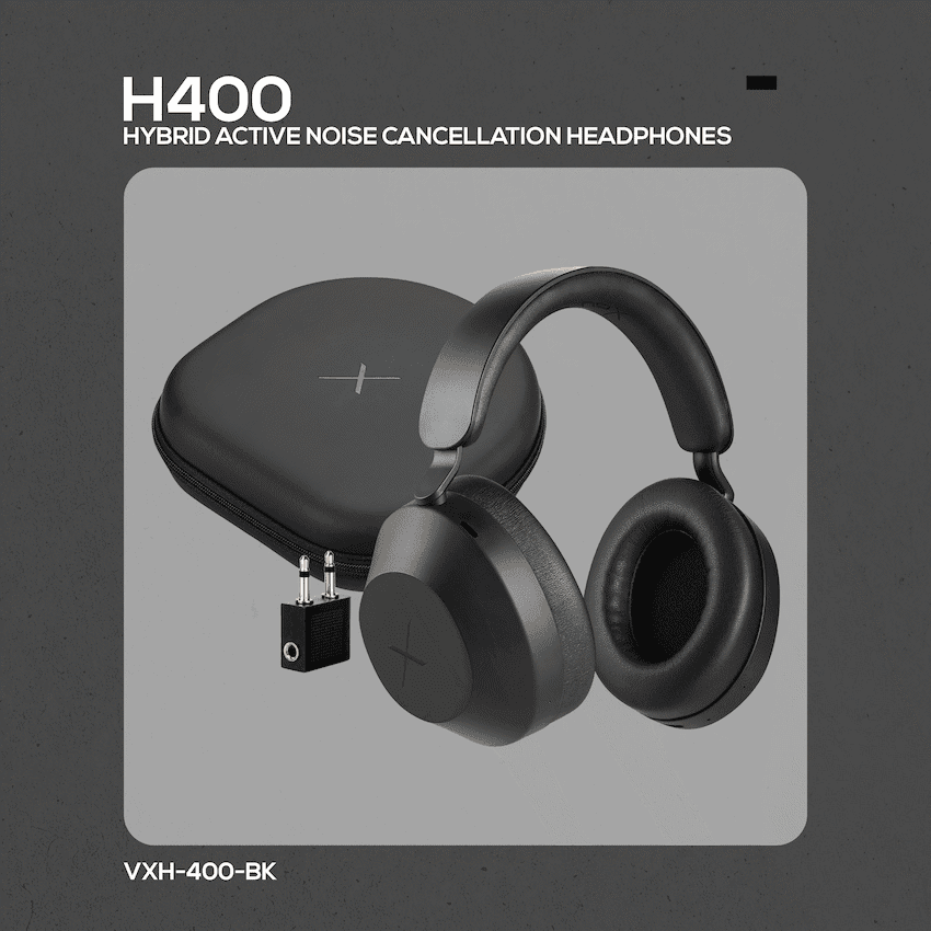 VolkanoX H400 Hybrid Active Noise Cancellation Headphones - Black 6