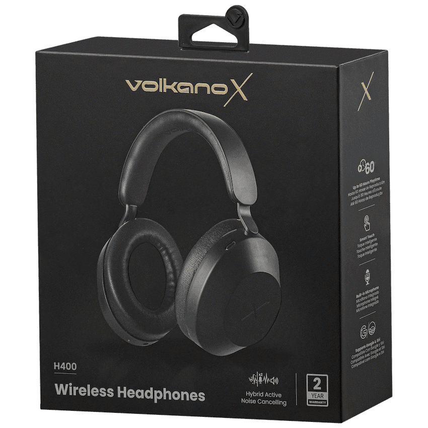 VolkanoX H400 Hybrid Active Noise Cancellation Headphones - Black 8
