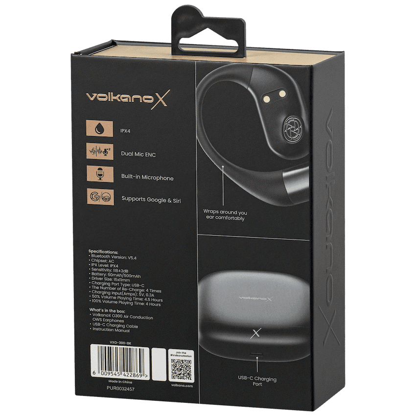 VolkanoX O300 Air Conduction OWS Earphones - Black 5