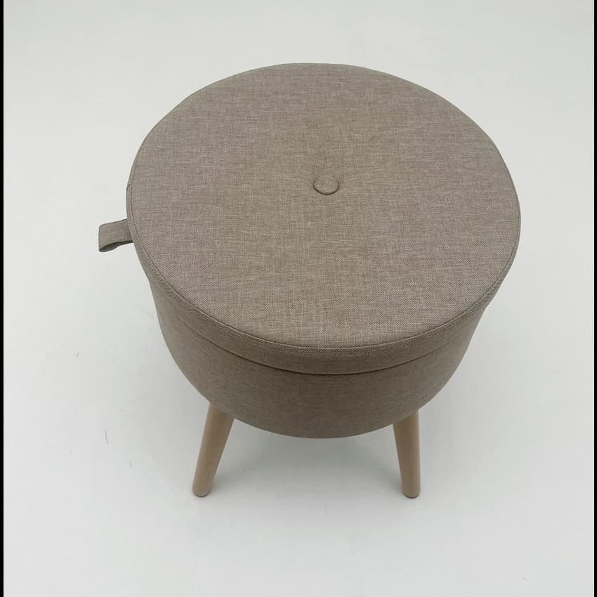 Sophie Round Storage Stool with Wooden Legs 4