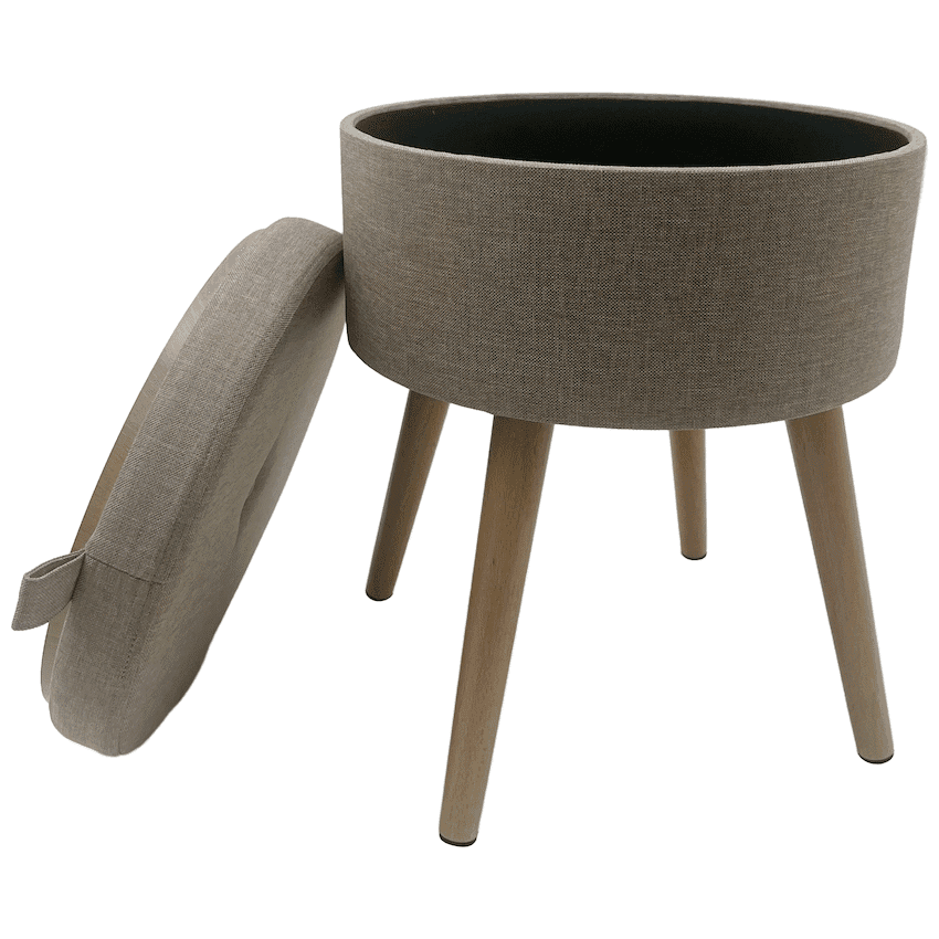 Sophie Round Storage Stool with Wooden Legs 3
