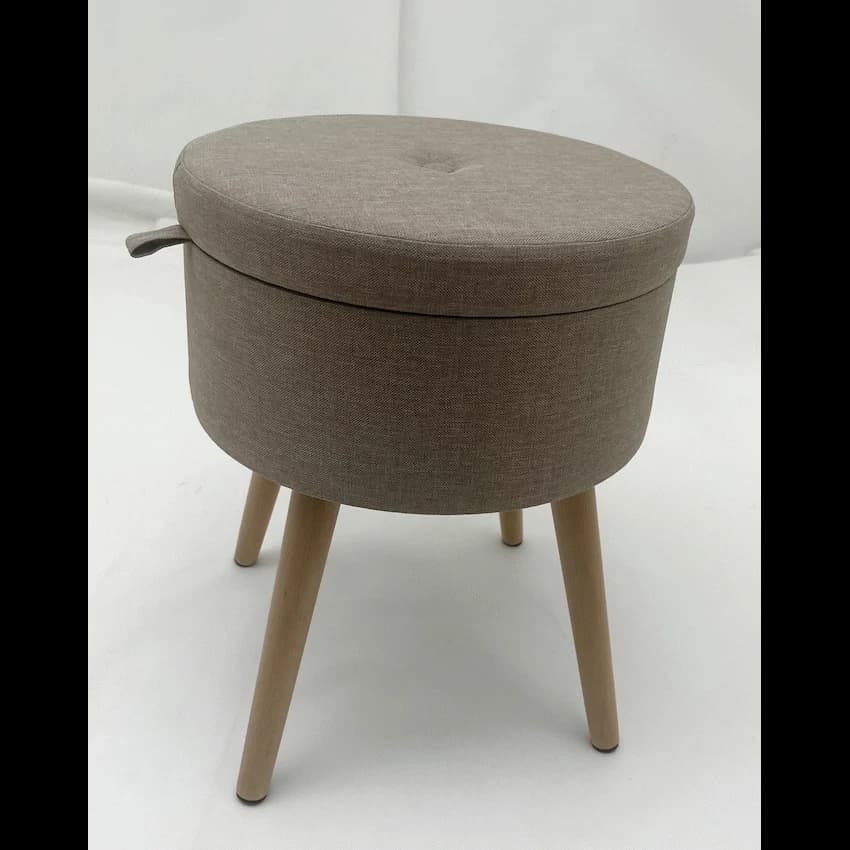 Sophie Round Storage Stool with Wooden Legs 6