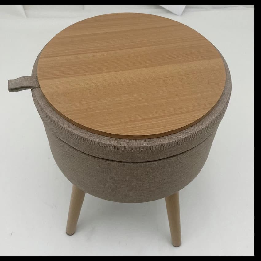 Sophie Round Storage Stool with Wooden Legs 8