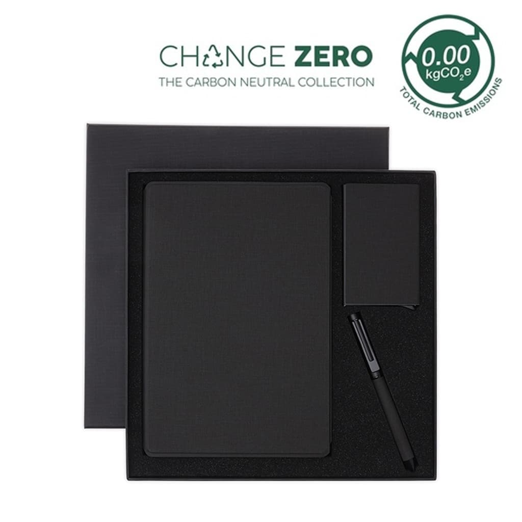 TESSIN - CHANGE ZERO Sustainable Gift Set with Refillable Notebook, Pen & Cardholder - Black 1