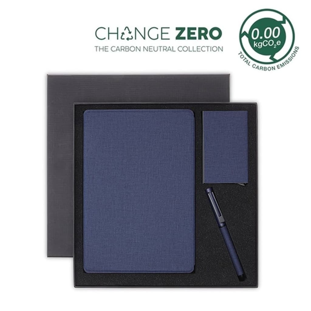 TESSIN - CHANGE ZERO Sustainable Gift Set with Refillable Notebook, Pen & Cardholder - Navy 1