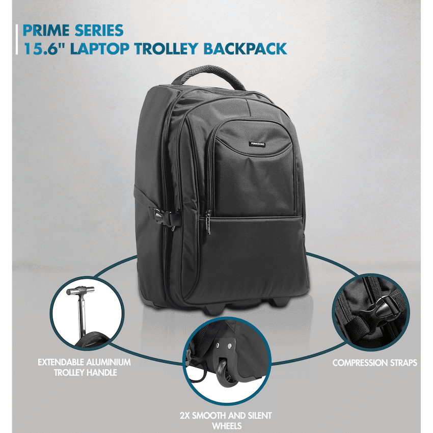 Kingsons Prime 15.6" Laptop Trolley Backpack - Black 6